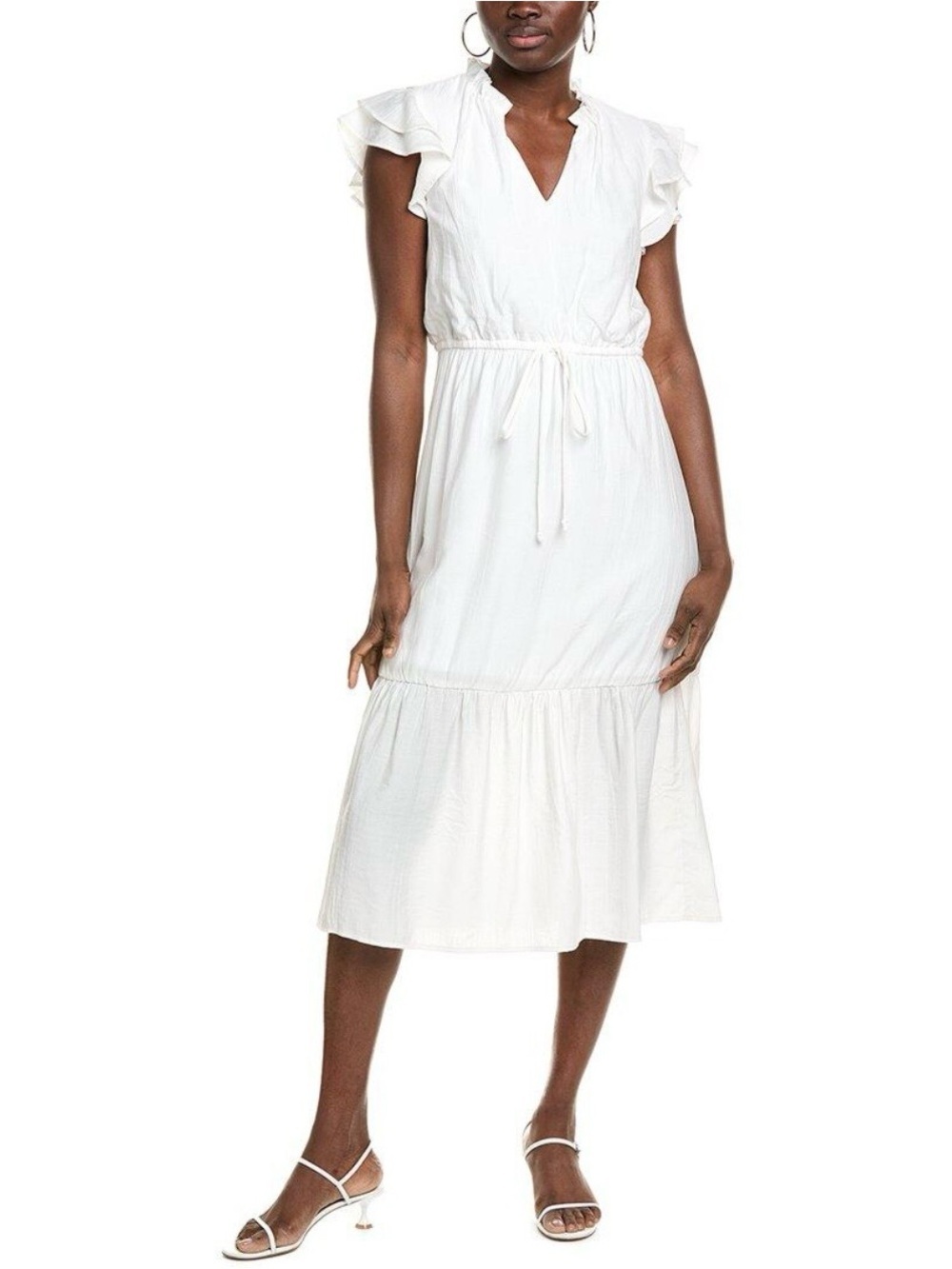 Women’s Julia Jordan Flutter Midi Dress, White, Sz.14
